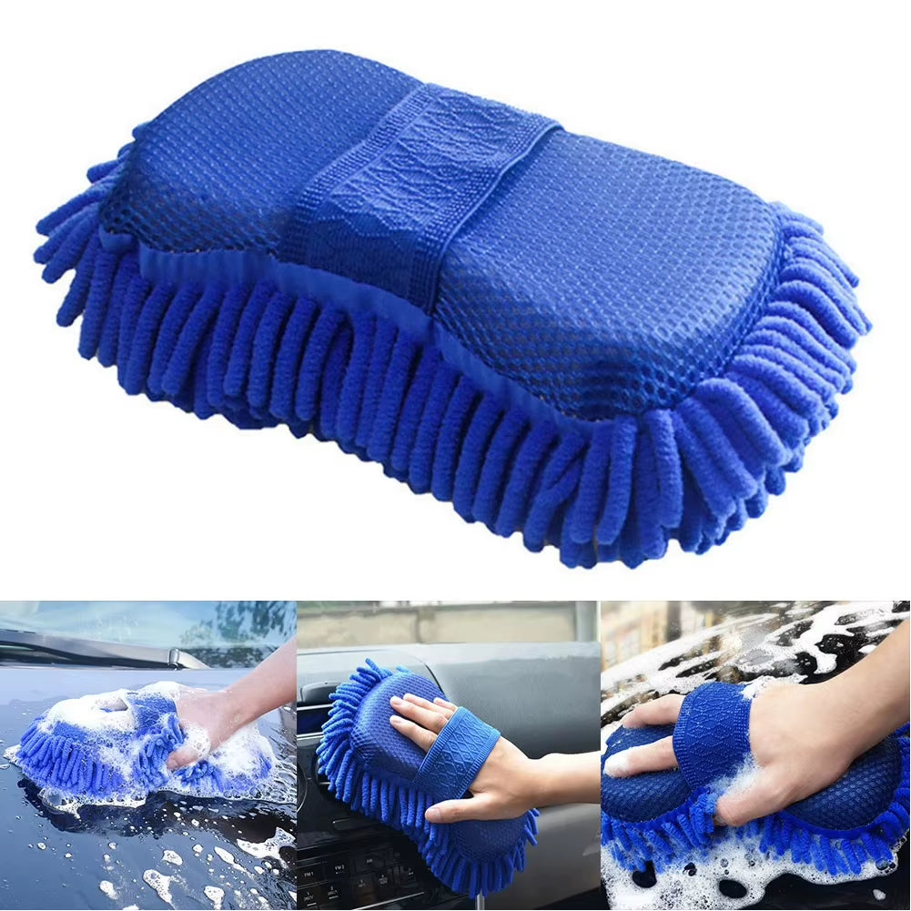 Microfiber Chenille Car Wash Sponge and Brush Set - Premium Auto Cleaning Accessories